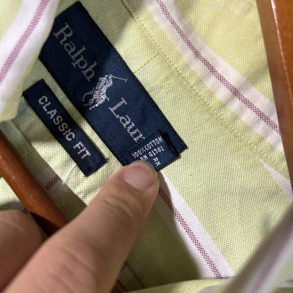 Polo Ralph Lauren Shirt Mens L Lime Green Striped Preppy Classic Fit Long Sleeve - Picture 4 of 8